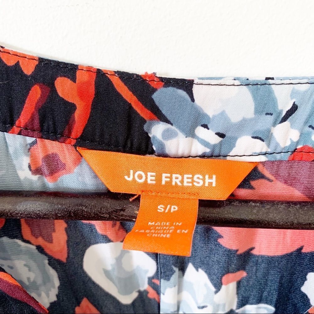 Joe Fresh Blue Red Floral Midi Dress Cottagecore Flutter Sleeve Vacation S - Picture 5 of 6
